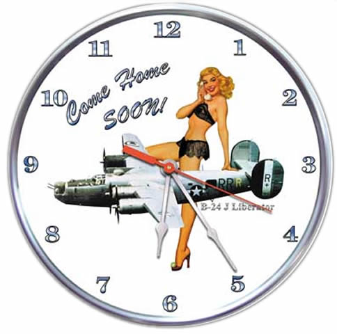 B-24 Liberator "Come Home Soon" Pin-up Collectible Wall Clock